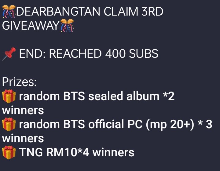 minmochi33's tweet photo. The 3rd Giveaway here
Left 30 more subs to close the GA
Feel free to join the giveaway
Click link below to join
https://t.co/IQ2MTHRAKh

Tag: #pasarbts #pasarbtsMY #myARMYjual #myARMYbeli #myARMYtrade https://t.co/nDW561ICDl