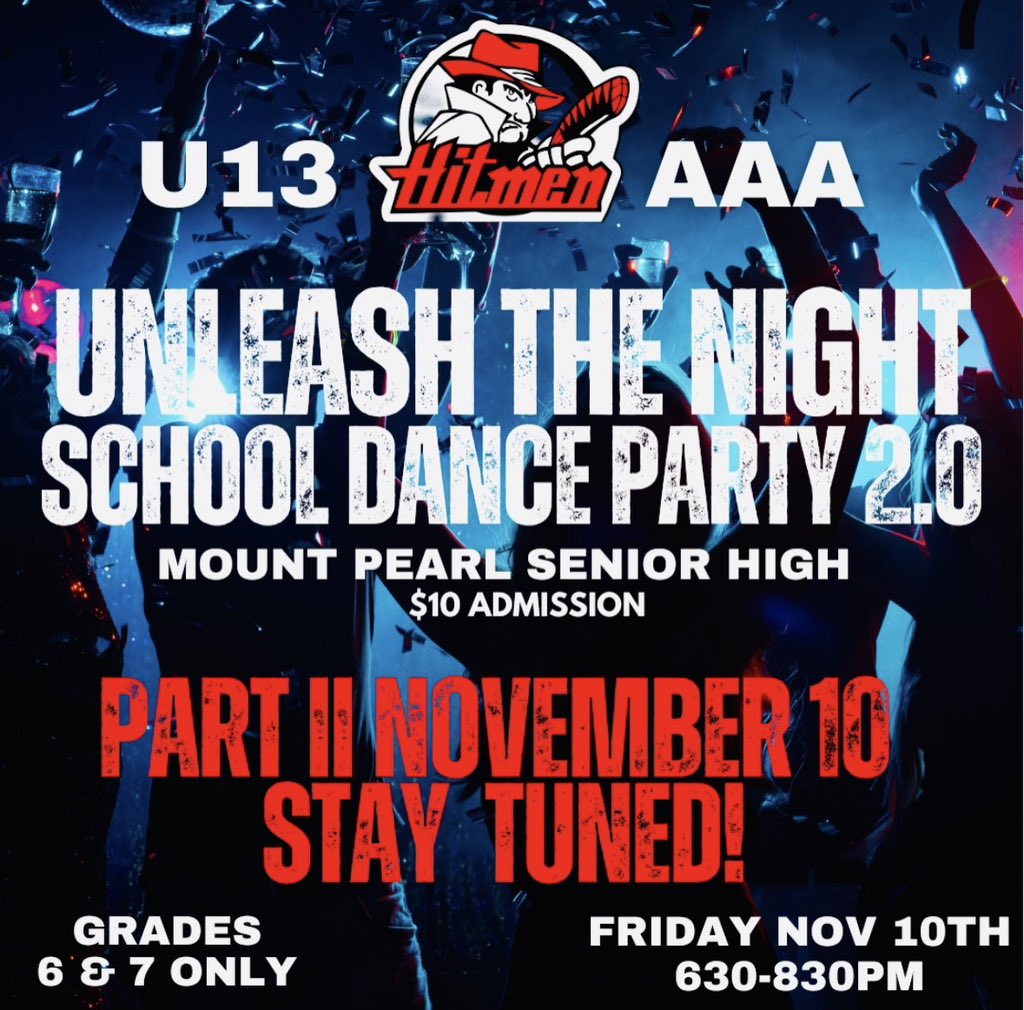 THE DATE IS SET!!!!!!! Your U13AAA Hitmen are happy to announce that the next Hitmen dance is set for November 10th!! Mark you calendar, ask your mom and dad for a ride, and get your dancing shoes shined up!!!!