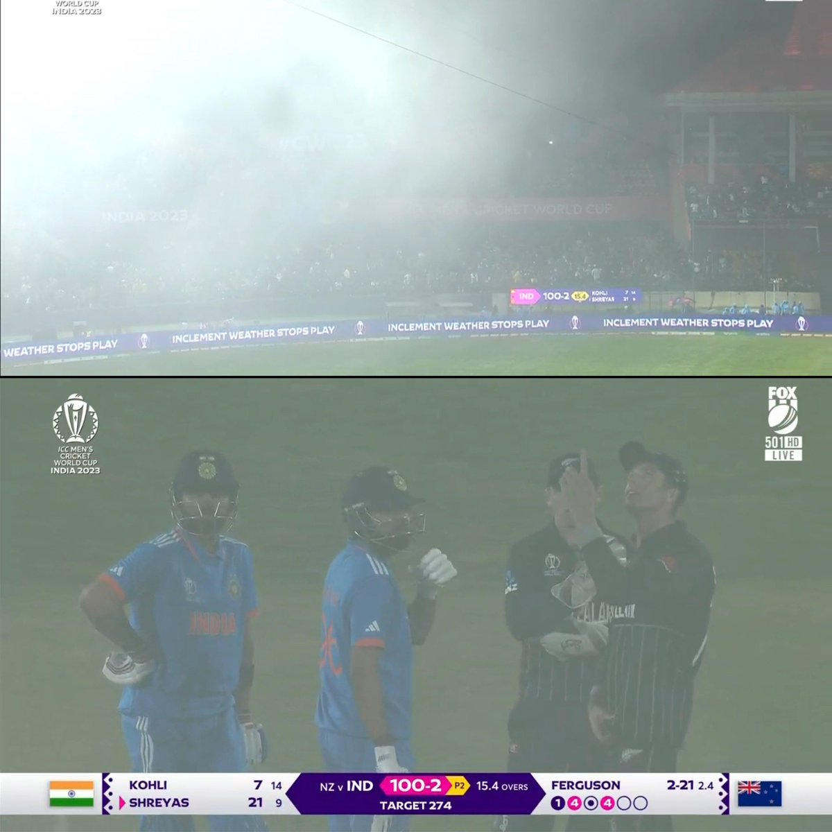 Players have left the field due to fog 🌫️#CWC23