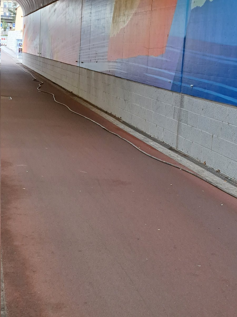 Gerade einem Radfahrer zugeguckt, wie er sich über den Schlauch abgelegt hat. <a href="/Ottostadt/">Ottostadt Magdeburg</a>  oder @SWM_Magdeburg - das ist überhaupt nicht gesichert und macht diese verdammt vielbefahrene Strecke noch schmaler! In einem Wort: scheißgefährlich. <a href="/ADFC_MD/">ADFC Magdeburg</a>
