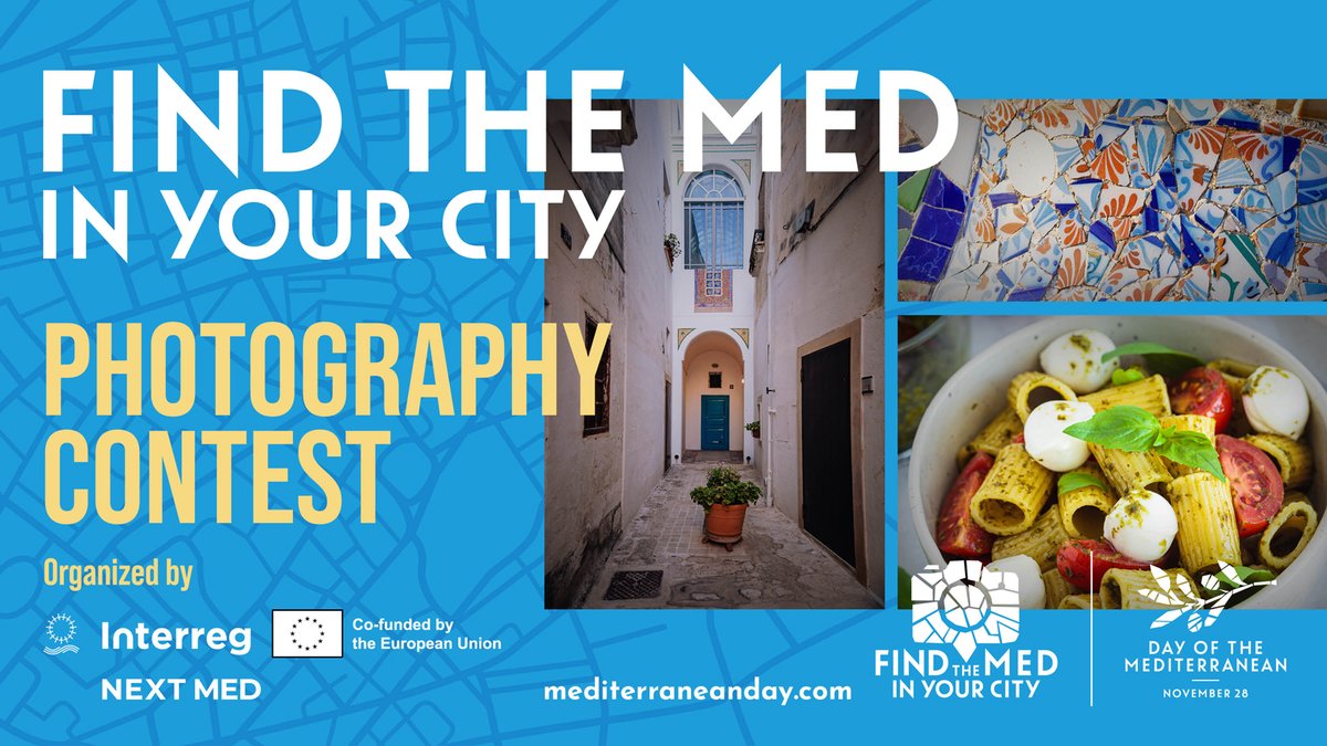 🌊🫒 "Find the Mediterranean in Your City" Photo Contest launched!

📸Open to photographers aged 18-30 

✈️Win a chance to present your photos at a Programme event (travel &amp; accommodation expenses covered)

⏰Submission by Nov 10th.

➕enicbcmed.eu/interreg-next-…

#MediterraneanDay