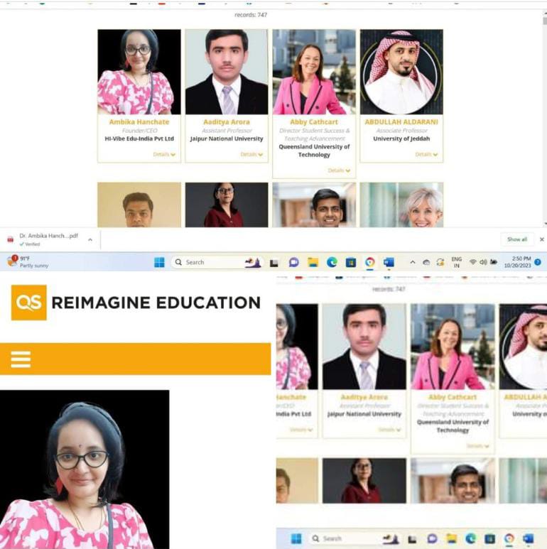 ambikahanchate1's tweet image. With the 747 records, meet world',s mega #QSREIMAGINEEDUCATIONAWARDS judges for the #2round. Am delighted to share that my profile has been added to this excellent Edu platform. Also my grand #Welcome and #Congrats to all experts 

qsrea.evessiocloud.com/live/en/page/j…