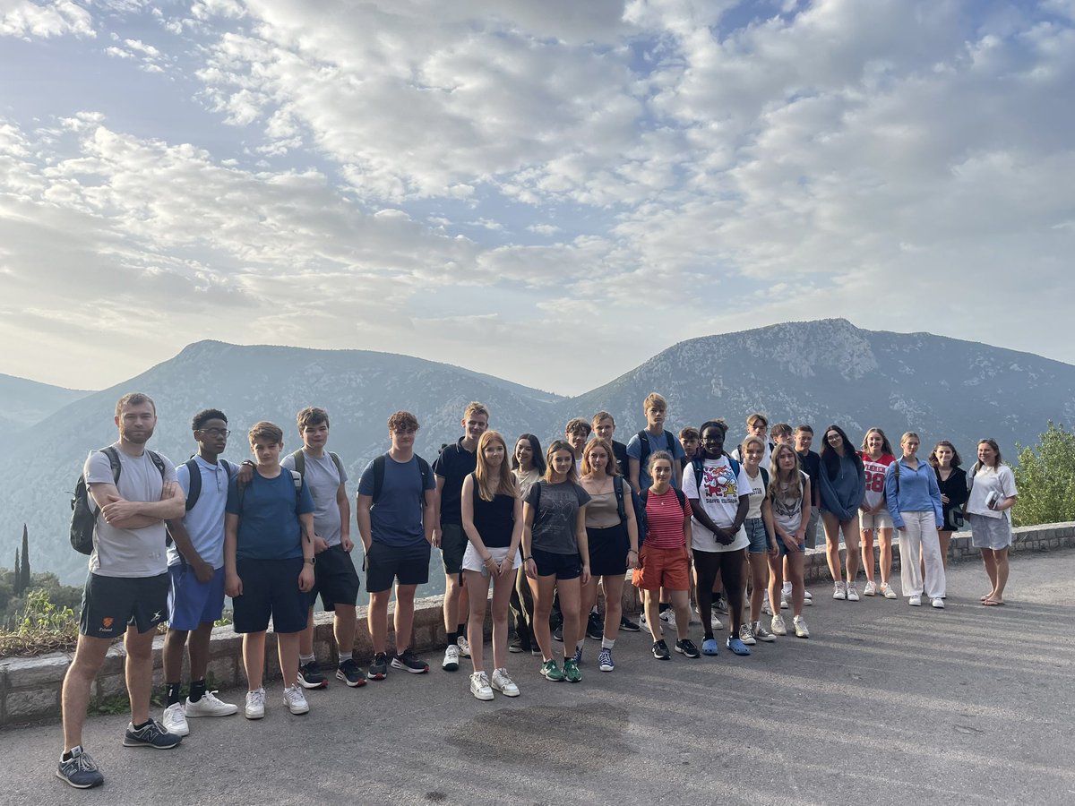 ClassicsFelsted's tweet image. Delphi: a fantastic time exploring the spectacular sanctuary and oracle of Apollo on the mountainside, visited for centuries from far and wide. We enjoyed pondering what questions we’d like to ask Apollo!