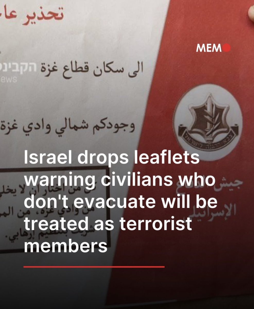 rudefact's tweet photo. #Israel is basically saying leave your land or get bombed! Ethnic cleansing playbook... #PalestineGenocide #Gaza #EthnicCleansing #IsraelTerorrist #BidenDidThis #RudeFact https://t.co/7U1A1n0wEf