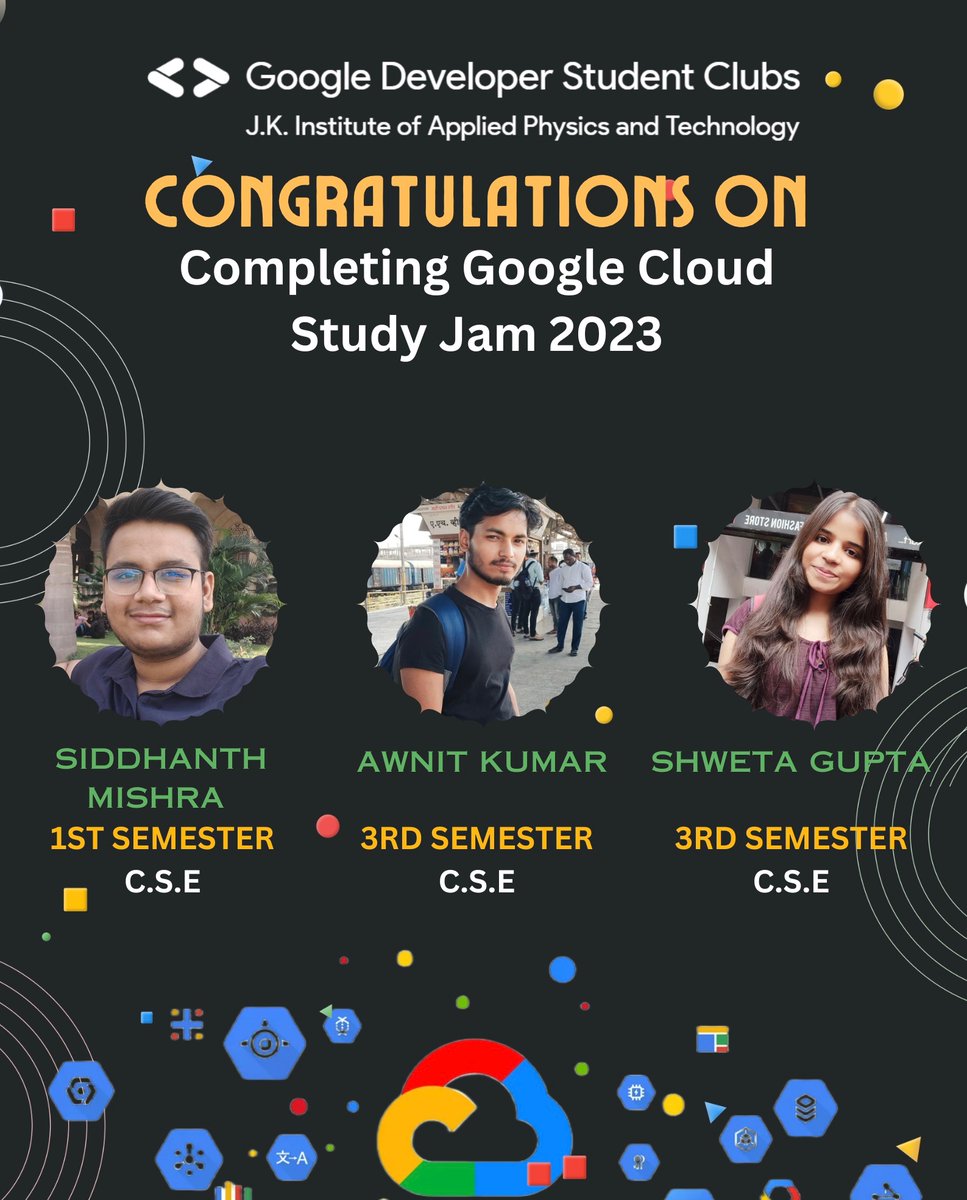 gdgoc_jkiapt's tweet photo. Presenting the up-and-coming stars of the Google Cloud Study Jam. 🌟

Kudos for successfully completing both pathways and maximizing their use of the Google Cloud Platform.

@googledevs 

#gdsc #gdscjkiapt #cloudstudyjam https://t.co/ljVAi7MG6W