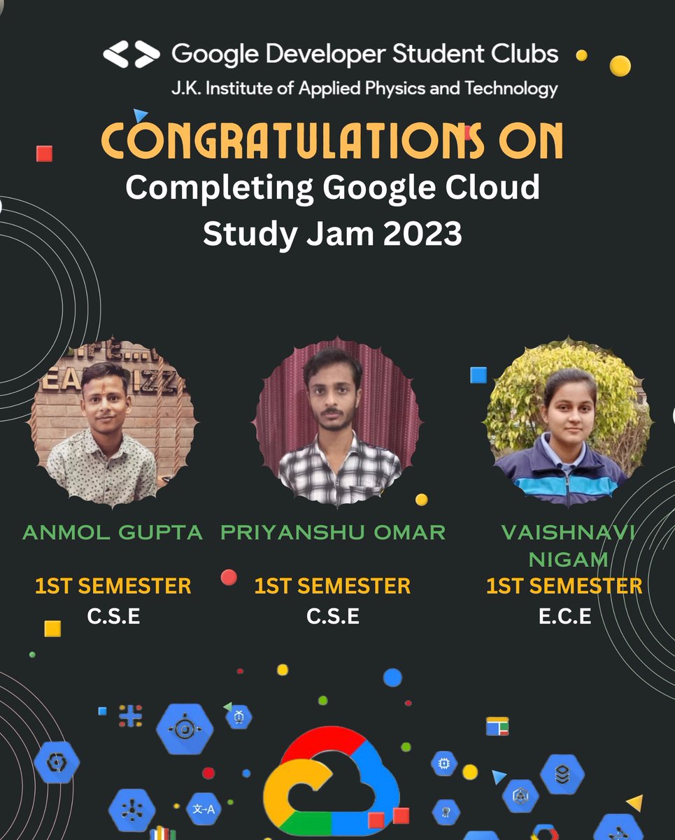 gdgoc_jkiapt's tweet photo. Presenting the up-and-coming stars of the Google Cloud Study Jam. 🌟

Kudos for successfully completing both pathways and maximizing their use of the Google Cloud Platform.

@googledevs 

#gdsc #gdscjkiapt #cloudstudyjam https://t.co/ljVAi7MG6W