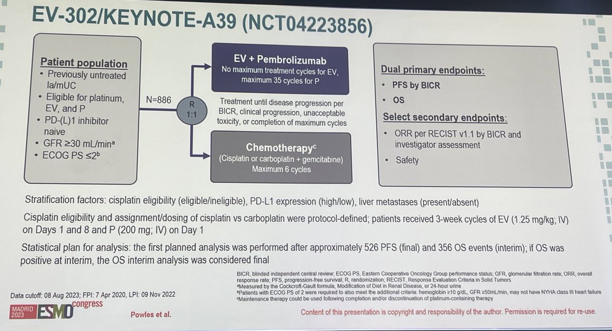 MyriamChalabi's tweet photo. Wonderful presentation of impressive data in patients with mUC by @tompowles1 Mid-presentation 👏 after seeing PFS and OS data, HR 0.45 and 0.47 respectively! My goosebumps are not going away! #ESMO23 @myESMO @OncoAlert @vandeHeijdenLab https://t.co/cxugT8HN8Z