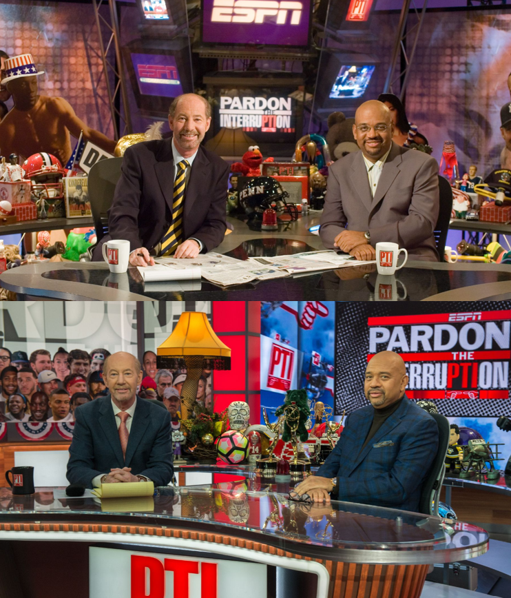 bill hofheimer (@bhofheimer_espn) on Twitter photo Happy anniversary to <a href="/PTI/">PTI</a>, which debuted 22 years ago today on ESPN.
Tony Kornheiser, <a href="/RealMikeWilbon/">Michael Wilbon</a> and production leads <a href="/ErikRydholm/">Erik Rydholm</a> <a href="/kellihem/">Matthew Kelliher</a> and <a href="/BonnieBerko/">Bonnie Berko</a> have been there from the beginning - and made PTI one of the most successful shows in history. Happy anniversary to <a href="/PTI/">PTI</a>, which debuted 22 years ago today on ESPN.
Tony Kornheiser, <a href="/RealMikeWilbon/">Michael Wilbon</a> and production leads <a href="/ErikRydholm/">Erik Rydholm</a> <a href="/kellihem/">Matthew Kelliher</a> and <a href="/BonnieBerko/">Bonnie Berko</a> have been there from the beginning - and made PTI one of the most successful shows in history.
