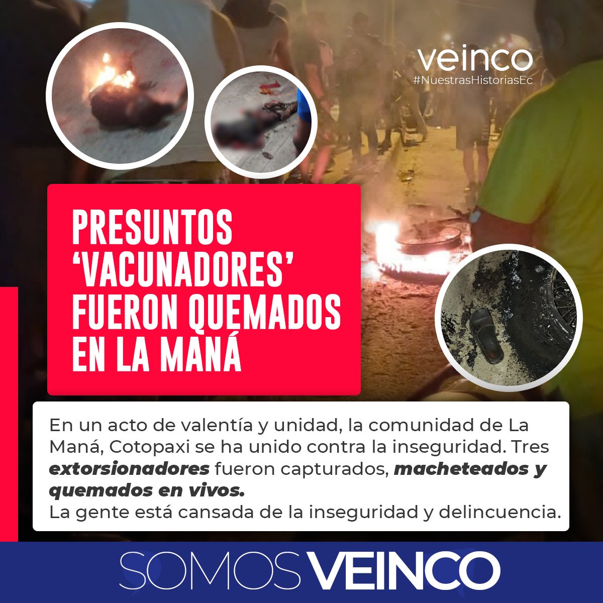 VeincoEC's tweet photo. AJUSTICIARON A TRES "VACUNADORES" EN LA MANÁ, COTOPAXI: La comunidad harta de la inseguridad toma la justicia en sus manos. https://t.co/hD2T6xEg8w
