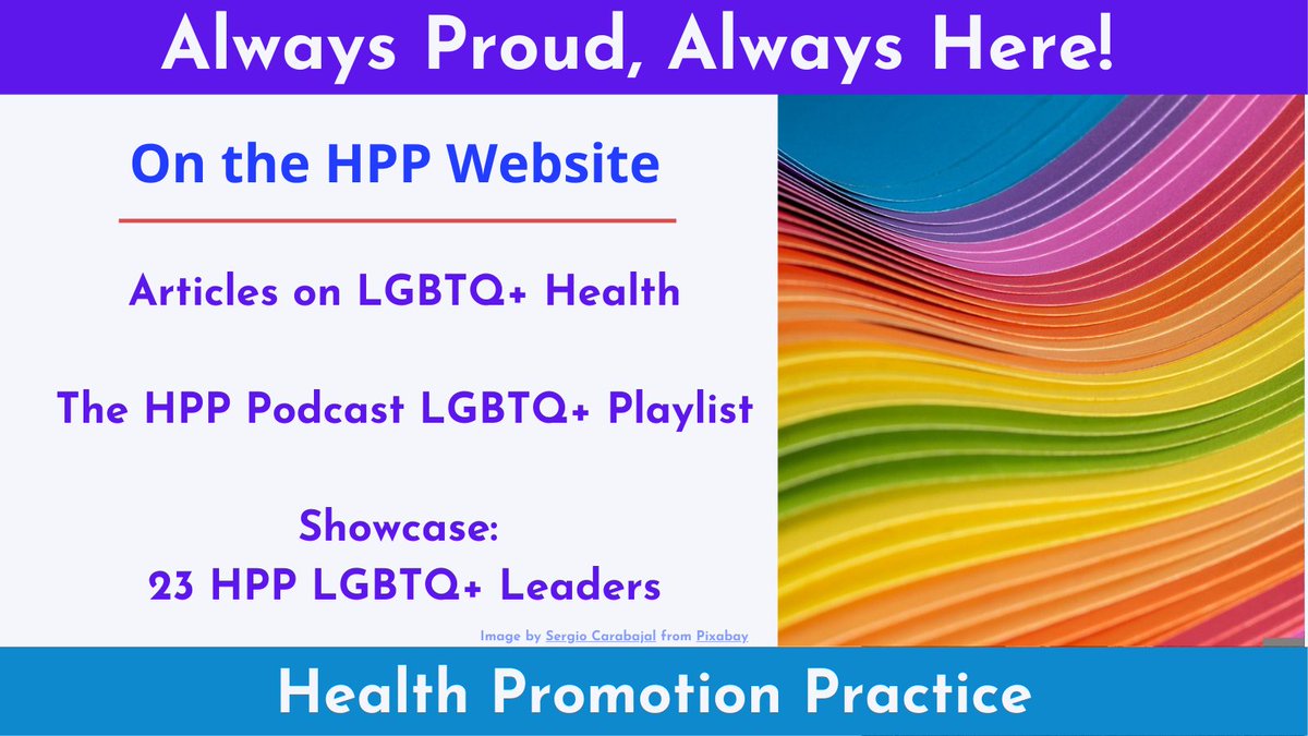 TheHPPJournal's tweet photo. HPP celebrates #Pride - beyond a month, especially now.

HPP Podcast Pride Playlist: https://t.co/Fc7V0Zi8wO

HPP LGBTQ Author Profiles: https://t.co/QrpserWl2V

Article lists: https://t.co/pRn3LDg9YU

Join us - send us your work!

 @SageLgbt @APHA_PHEHP @LGBTQStudies https://t.co/UljR0cuwHc