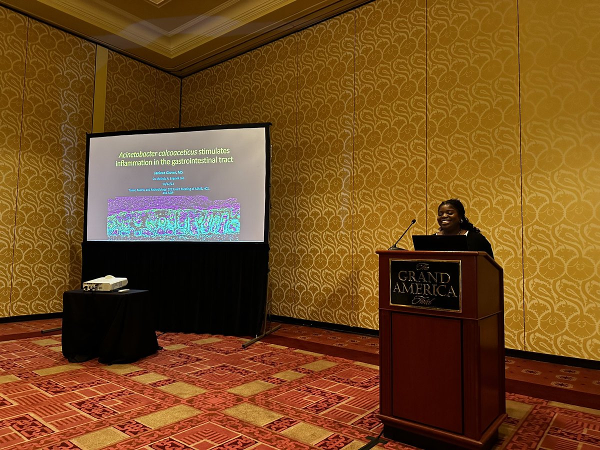 Great talk from <a href="/janiecesharmell/">Janiece Glover, PhD, MS</a> on Acinetobacter &amp; gut inflammation at the Tissue, Matrix &amp; Pathology meeting 

<a href="/micromindy/">Mindy Engevik</a> <a href="/ASIPath/">American Society for Investigative Pathology</a> #microbesmatter