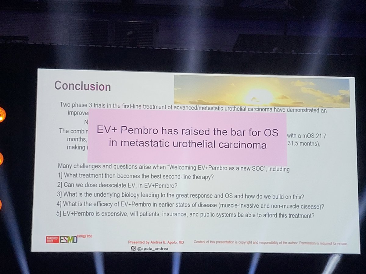 🆕 Standard of care in 1st line therapy in Urothelial Carcinoma #blcsm
Thanks @apolo_andrea for shed light in the field!
@OncoAlert @myESMO #ESMO23