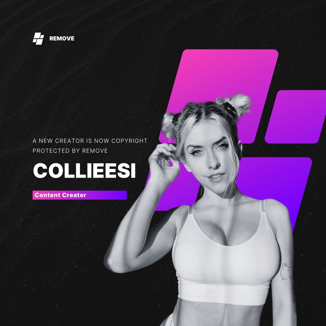 remove_tech's tweet photo. We are excited to welcome @Collieesi to Remove. 

Collieesi‘s content and brand is copyright protected by law and are now monitored by https://t.co/otZJnj3Ks1 
Any unauthorized use is strictly prohibited and may result in legal action. 💕

#fightpiracy #protectedbyremove https://t.co/7D2xZEFMd0
