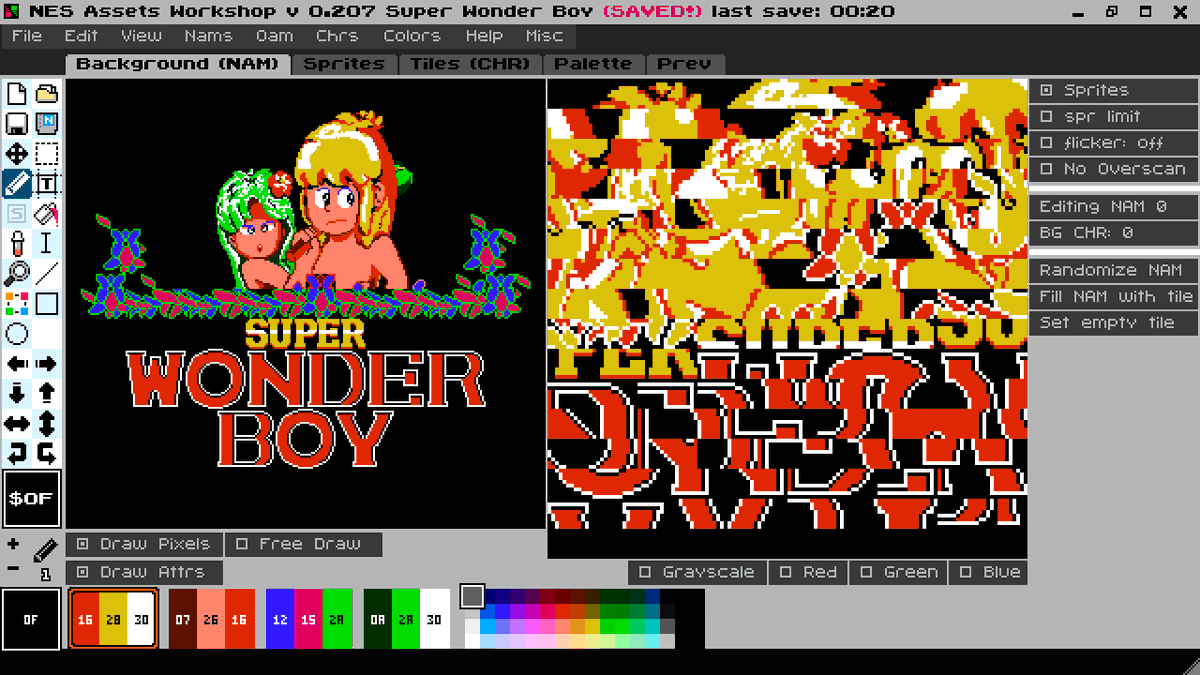 Super Wonder Boy title screen converted from Sega Master System to 8-bit NES / Famicom. ROM download: mediafire.com/file/ggg44nhgr… #Sega #Westone #Mastersystem #nintendo #nes #famicom #8bit #Wonderboy #Adventureisland #retrogaming #classicgaming