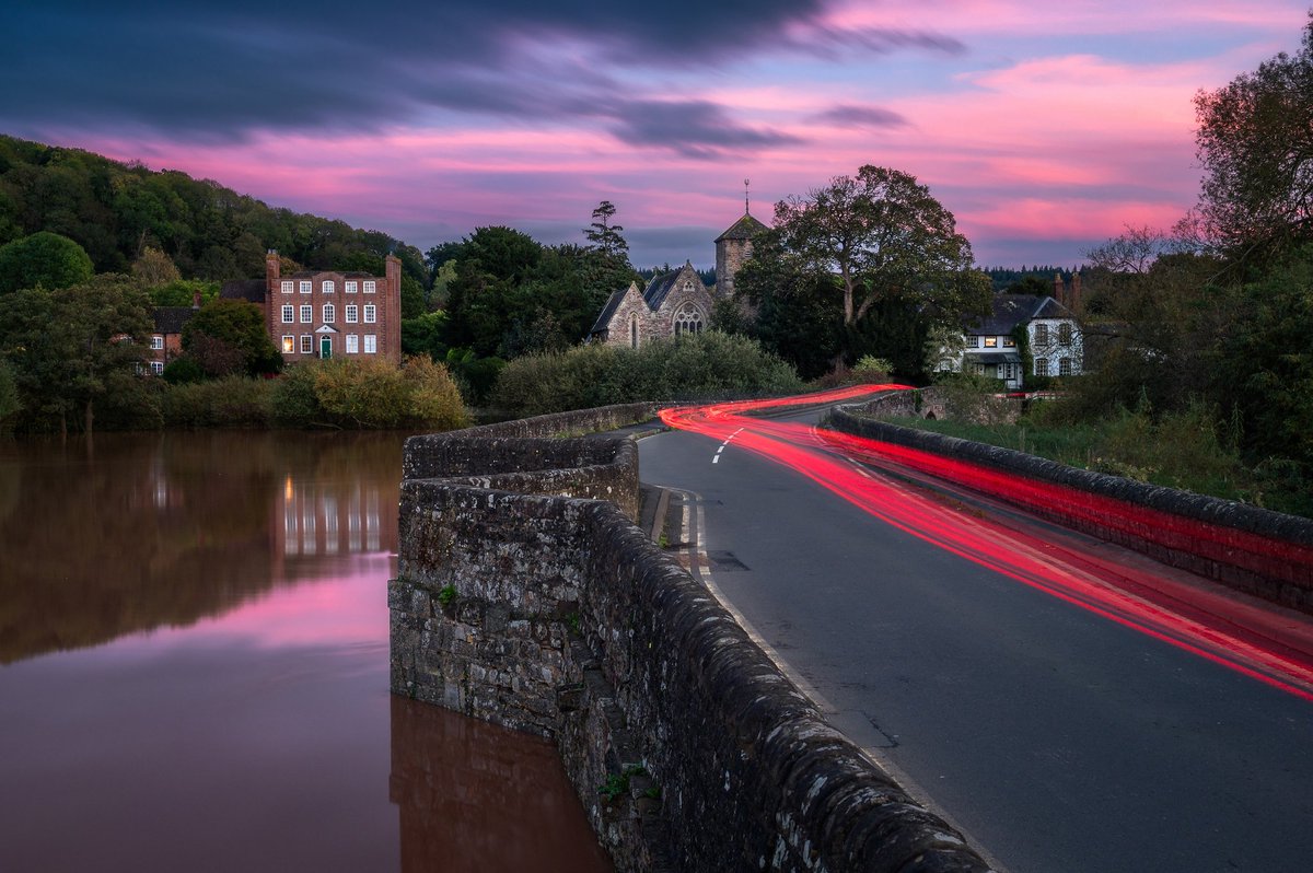 UK Sabbatical photo adventures. Light trails on a 700 year old bridge over the flooded River Lugg in Mordiford. #landscapephotography