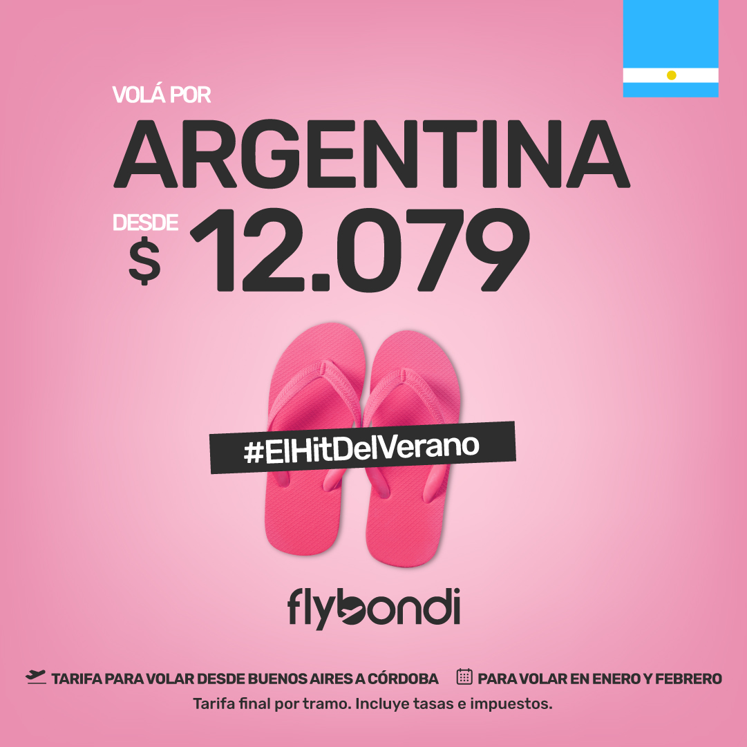 flybondioficial's tweet photo. Hoy te llevamos por Argentina ultra low cost 💛 Mandale al click 👉 https://t.co/1k7XjOhsNd y confirmá tus próximas vacaciones 🏖️

#Flybondi #Vacaciones #Verano #ElHitDelVerano #UltraLowCost https://t.co/wOpodBV7ce