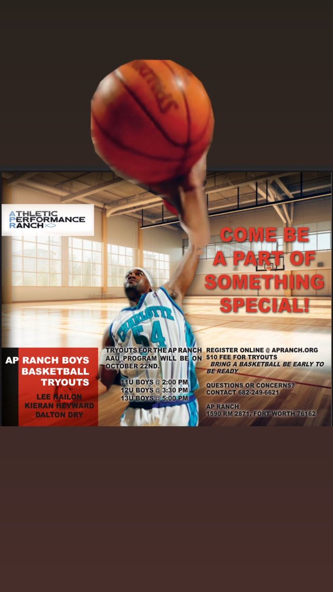 Today is the day at the  AP Ranch that we have tryouts for Boys 11u, 12u &amp; 13u AAU basketball tryouts!!!! You can sign up there! Don't miss out on this great opportunity to play on a great team and get taught all the skills to make your game better!