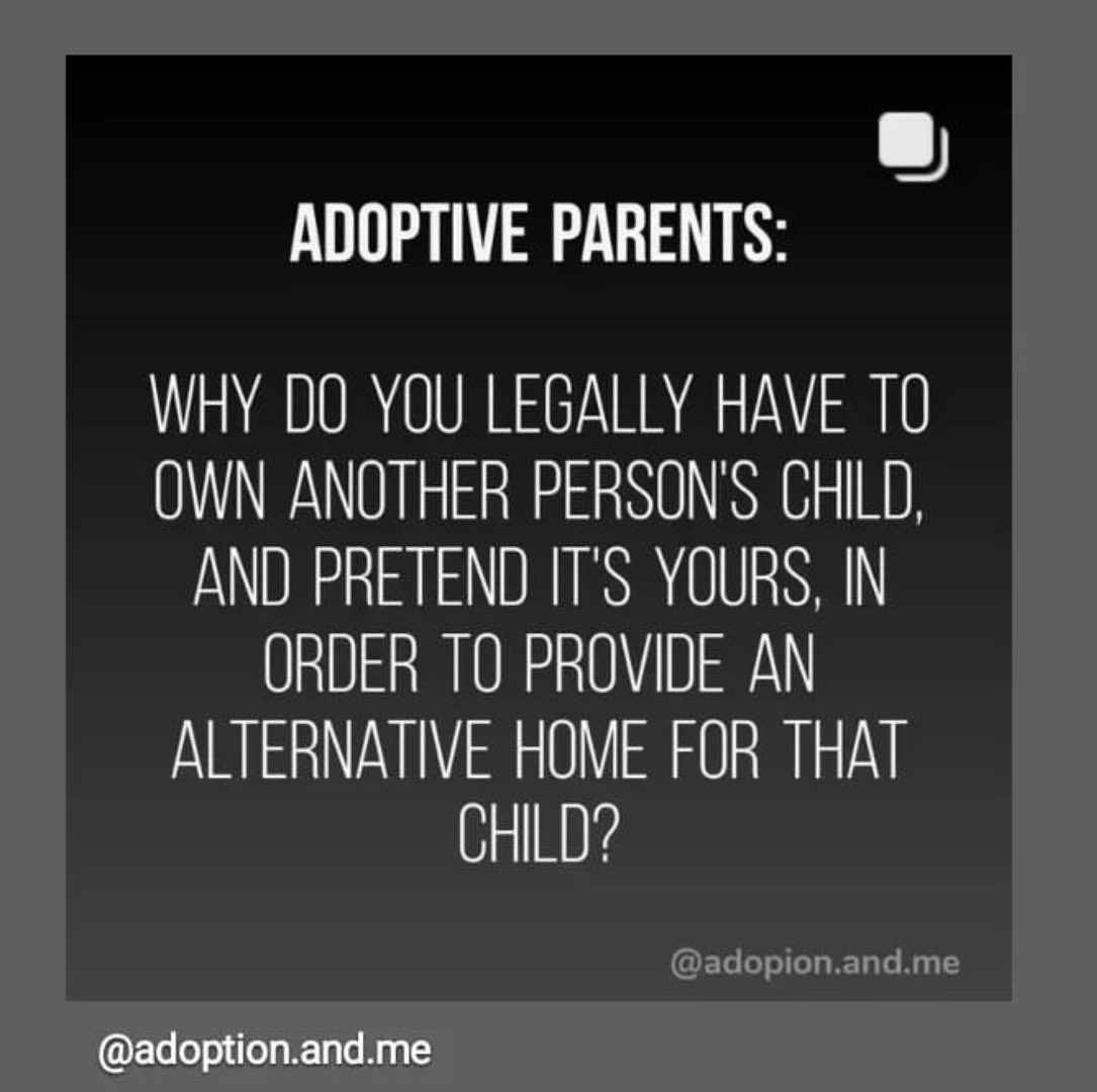 This is such a good question! 

#NationalAdoptionWeek #AdopteeVoices #AdoptiveParents #HumanRightsViolations