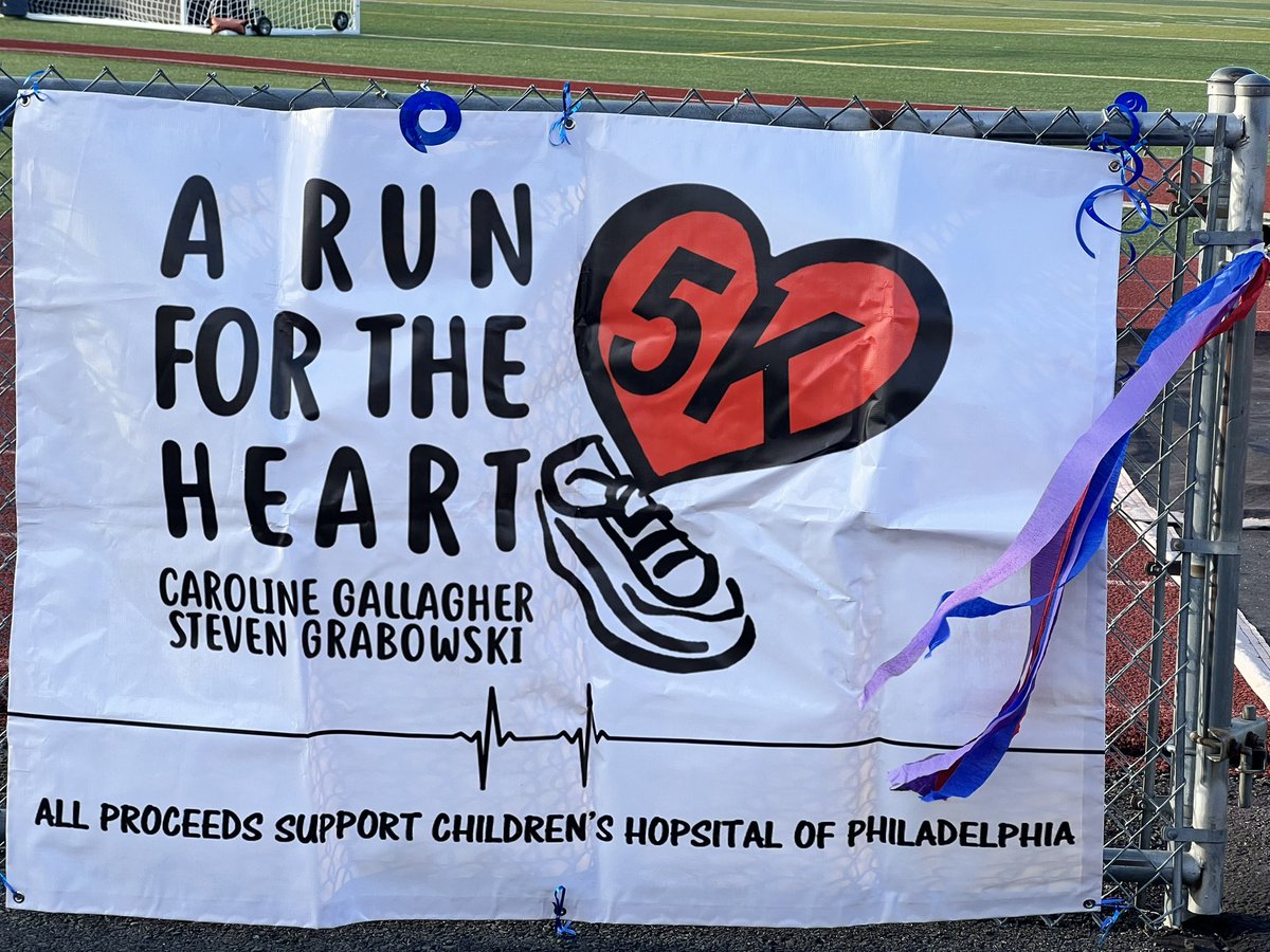 coach_mattern's tweet photo. Another successful Run for the Heart 5K.  Since 2012 over $80,000 has been donated to CHOP’s cardiac unit in memory of Caroline and Steven!  #southside @CBSouthHS https://t.co/K61aqdF4VF