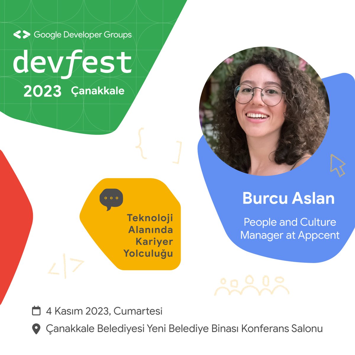 Teknoloji dünyasının yıldızları Devfest 2023 Çanakkale'de buluşuyor! 🌟4 Kasım'da , Burcu Aslan ve daha bir çok değerli konuşmacımızla tanışma fırsatını kaçırmamak için yerinizi şimdiden ayırtmayı unutmayın. devfestcanakkale.com