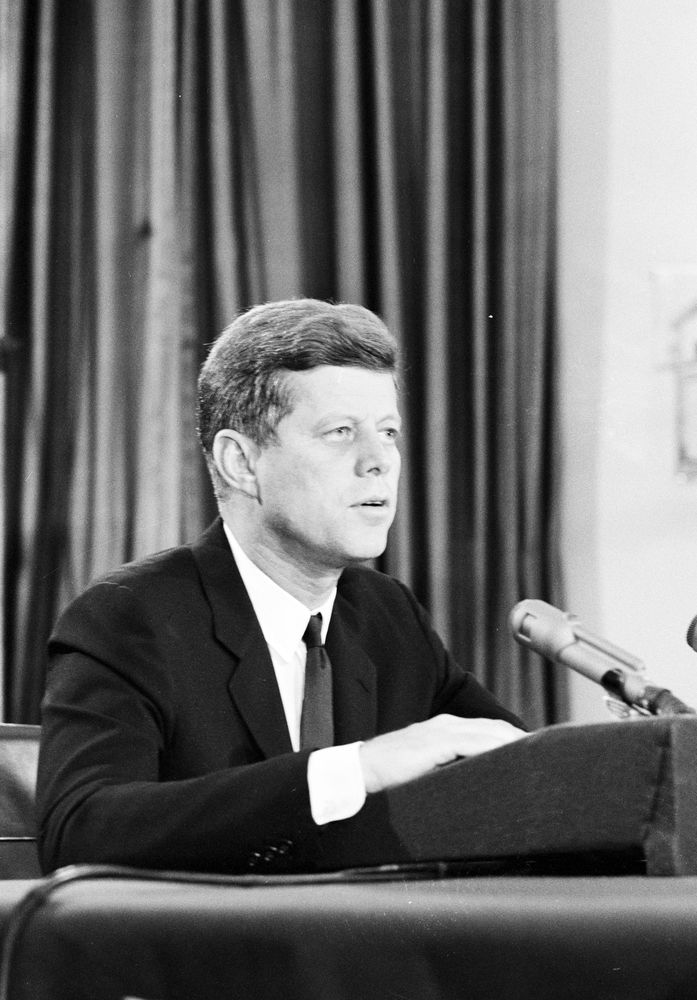 JFKLibraryFdn's tweet photo. At 7:00 p.m. on October 22, 1962, President Kennedy addressed the American people, revealing the evidence of Soviet missiles in Cuba and calling for their removal.

Find out what happened next: https://t.co/80JmhcLybq https://t.co/kcLT8ahnwV