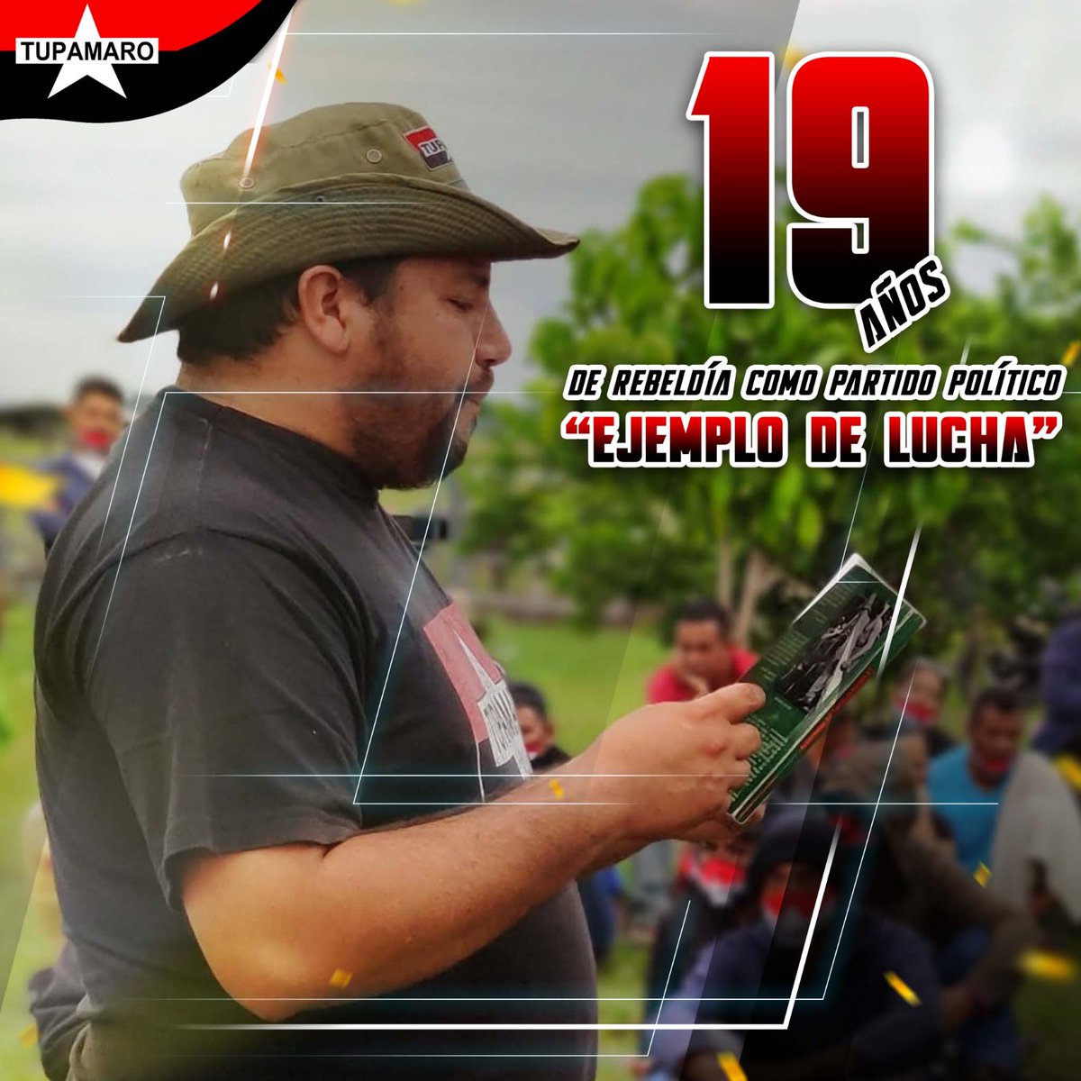 #Tupamaro19AñosDeRebeldía nos hemos mantenido leales a nuestro plan político, a nuestras línea Estrategicas, Tácticas y Operativas. Es por ello que somos la Segunda fuerza política en el país. 

#TupamaroApoyandoANicolas <a href="/NicolasMaduro/">Nicolás Maduro</a>