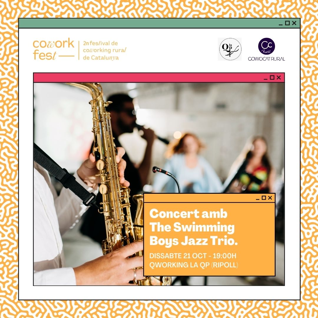 qperativa's tweet photo. Avui és el dia!  Els Swimming Boys Jazz Trio ens faciliten una revetlla agradable i amena per tancar la festa dels centres de cotreball.
Entrada gratuita! https://t.co/gBmaGUZMZ1