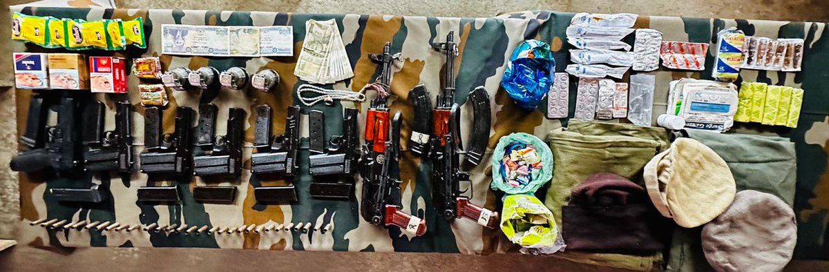 LoneAamir_'s tweet photo. URI OPERATION

02 millitants killed in Uri operation; the balance terrorists withdrew to enemy side of LoC along with the bodies of militants . The security forces recovered two AK series rifles, six pistols, and four Chinese grenades. https://t.co/nK72HkXmaM