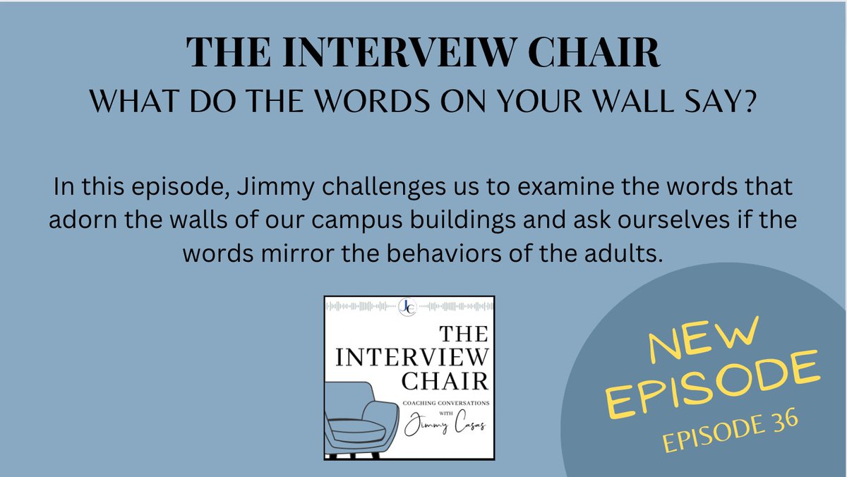 New Episode! Check out my latest podcast from #TheInterviewChair - What Do the Words on Your Wall Say? Available now on your favorite podcast platform. Take 10 minutes to listen and help you #Recalibrate before the upcoming week. jimmycasas.com/theinterviewch…