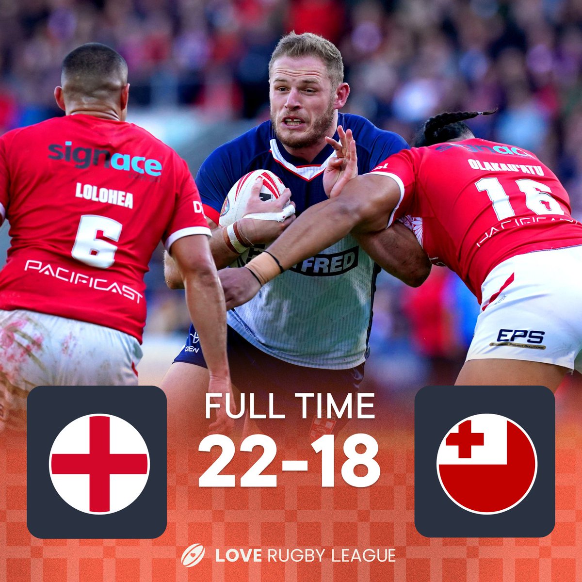 loverugbyleague's tweet photo. England win the first match of the test series 🏴🇹🇴
#RugbyLeague | #EnglandRL | #TongaRL https://t.co/SDrJGPyG7O