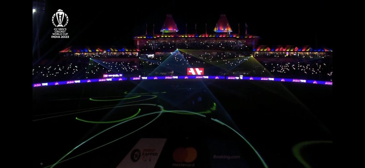 udit_panday's tweet photo. The light show at Dharamshala stadium. #INDvsNZ https://t.co/BxfDX3lWmk
