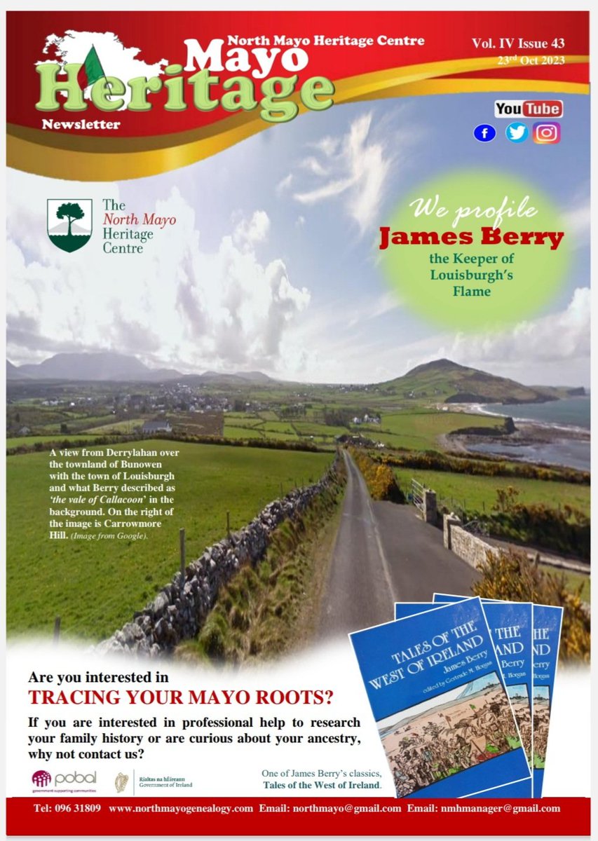 MayoAncestors's tweet image. In this week's newsletter we profile James Berry,  "the keeper of Louisburgh's flame". 

#ancestry #crossmolina #Louisburgh #wildatlanticwaymayo