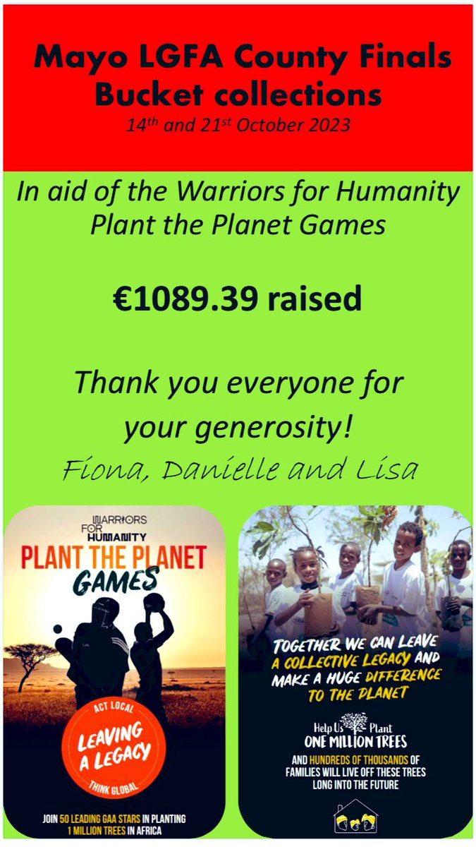Thank you everyone for the overwhelming support at the recent @Mayo_LGFA county finals🙏#PlantThePlanetGames