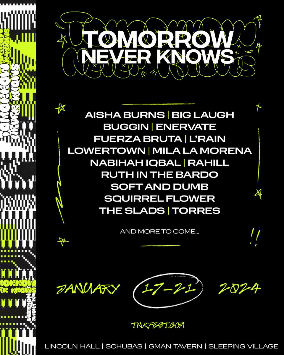 Tomorrow Never Knows just dropped the first round of their line-up! The local festival will feature headliners at @GmanTavern, @LincolnHall, @Schubas, and @Sl33pingVillag3. do312.com/tnkfest