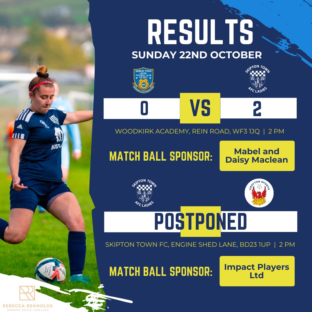 The first team came out on top in a tough challenge this afternoon against <a href="/MorleyTownLFC/">Morley Town Ladies FC</a> ⚽️

Our goals by Sophie Fagan-Gaines and Holly Morgan.

Player of the match went to Lauren Halliday 

Match ball sponsored on behalf of Mabel and Daisy Maclean ⚽️🥹

#MightyWhites 🤍