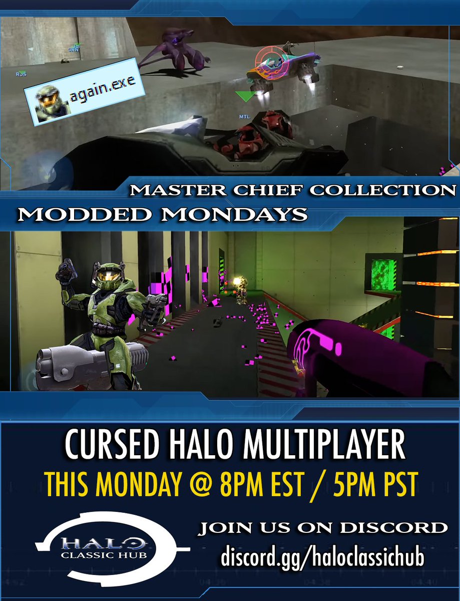 impunny88's tweet image. This week for Modded Monday we are playing CURSED Halo Multiplayer by InfernoPlus! Game Night starts at 8PM EST / 5PM PST. 
Join us in VC on Discord: discord.gg/haloclassichub

Cursed Halo Again Download:
steamcommunity.com/sharedfiles/fi…

#HaloMods #cursedhalo #masterchiefcollection