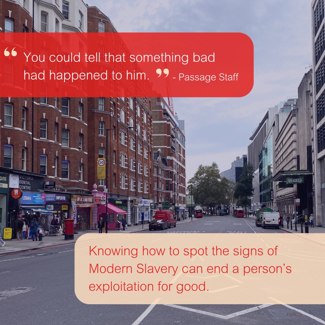 By knowing the potential signs of Modern Slavery, you can help to end a person’s exploitation for good. To learn about some common indicators of exploitation this #AntiSlaveryWeek, visit our Modern Slavery and Homelessness page via the link in below🔗. passage.org.uk/get-informed/m…