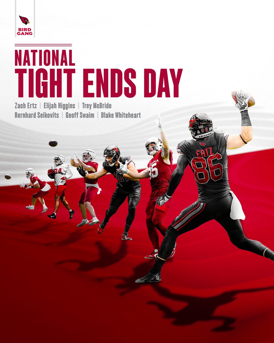 AZCardinals's tweet photo. A top-tier holiday. 

Happy National Tight Ends Day! 🎉 https://t.co/L5ePrL8ZXp
