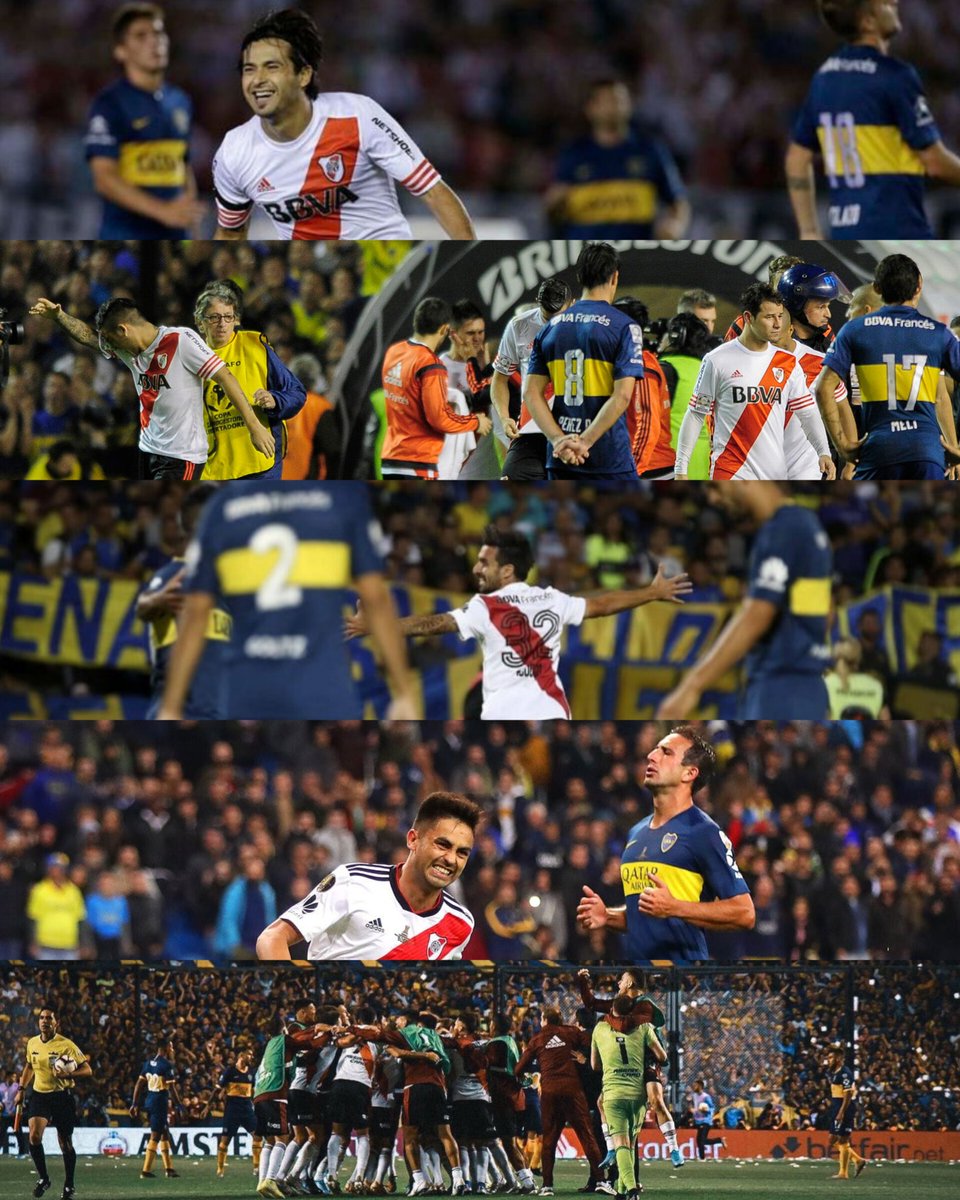 🔙 Hoy se cumplen cuatro años de la quinta eliminacion al hilo de River a Boca. Un hecho histórico sin antecedentes.

Copa Sudamericana 2014 - Semis
Copa Libertadores 2015 - Octavos
Supercopa Argentina 2018 - Final
Copa Libertadores 2018 - Final
Copa Libertadores 2019 - Semis