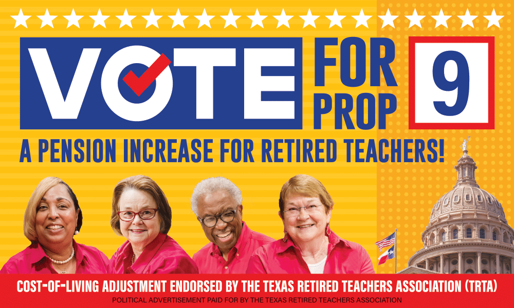 CasforTX's tweet photo. Make sure to vote for Prop 9 tomorrow, a pension increase for our retired teachers!
#FORPROP9 #hd115 #txlege https://t.co/uhrO6LBw7j