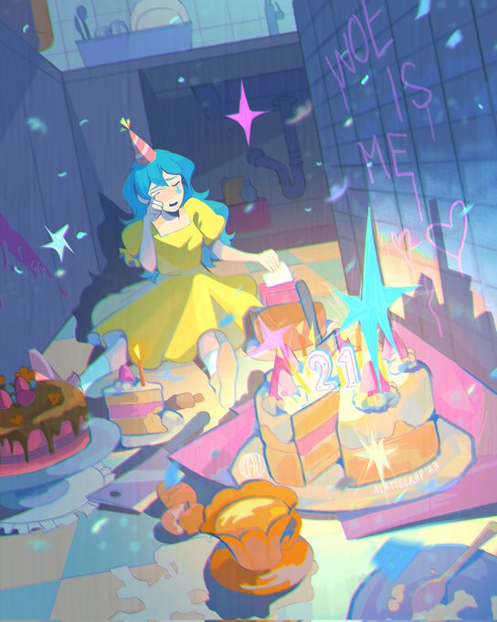 「birthday cake party hat」 illustration images(Latest)