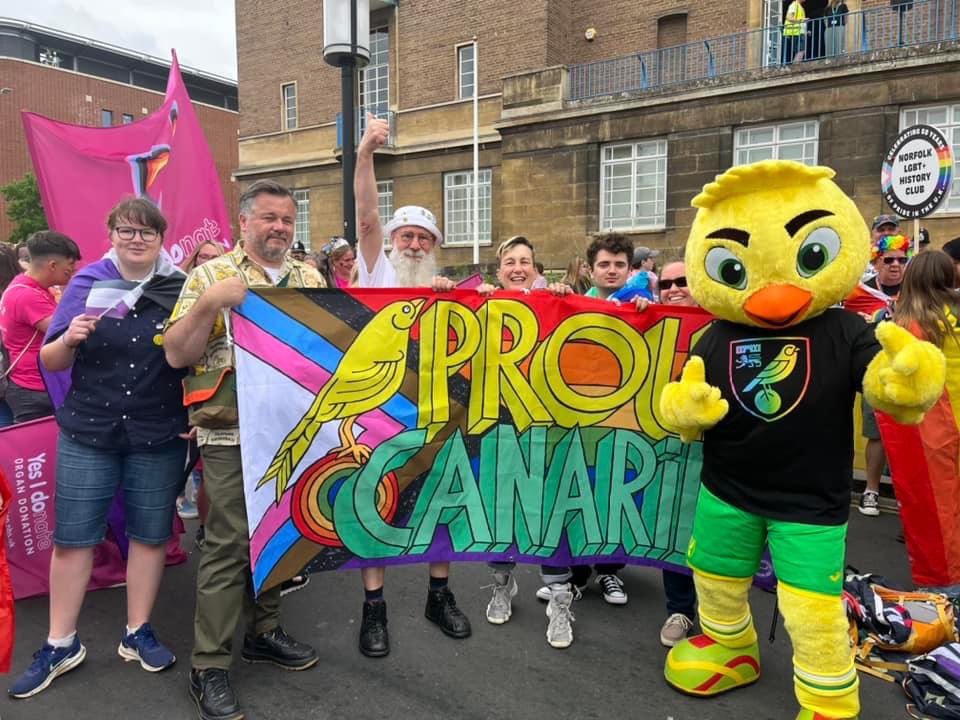 Proud Canaries formed 10 yrs ago tonight at a meeting at Carrow Rd. Massive thanks to the wider fan family along with NCFC who’ve helped more people feel welcome to support our team home and away ✊🔰🏳️‍🌈🏳️‍⚧️🎂