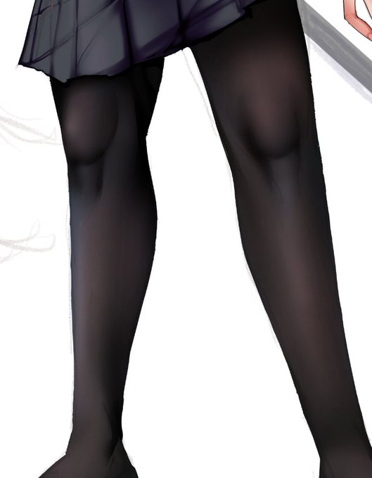 黒タイツ描いてる。 