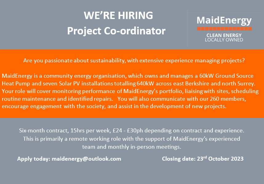 MaidEnergyCoop's tweet photo. Want to work with us? Please get in touch by the end of tomorrow https://t.co/yiDhCcHaUo