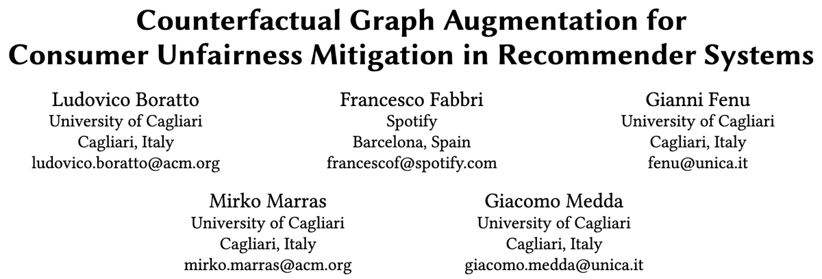 ludovicoboratto's tweet photo. Are you attending @cikm2023? Join us tomorrow at the poster session! We'll be presenting our paper "Counterfactual Graph Augmentation for Consumer Unfairness Mitigation in Recommender Systems", at poster board #39 🙂

Paper in the ACM DL: https://t.co/xSZOyL1zJ3 https://t.co/fJCTWQPYMh