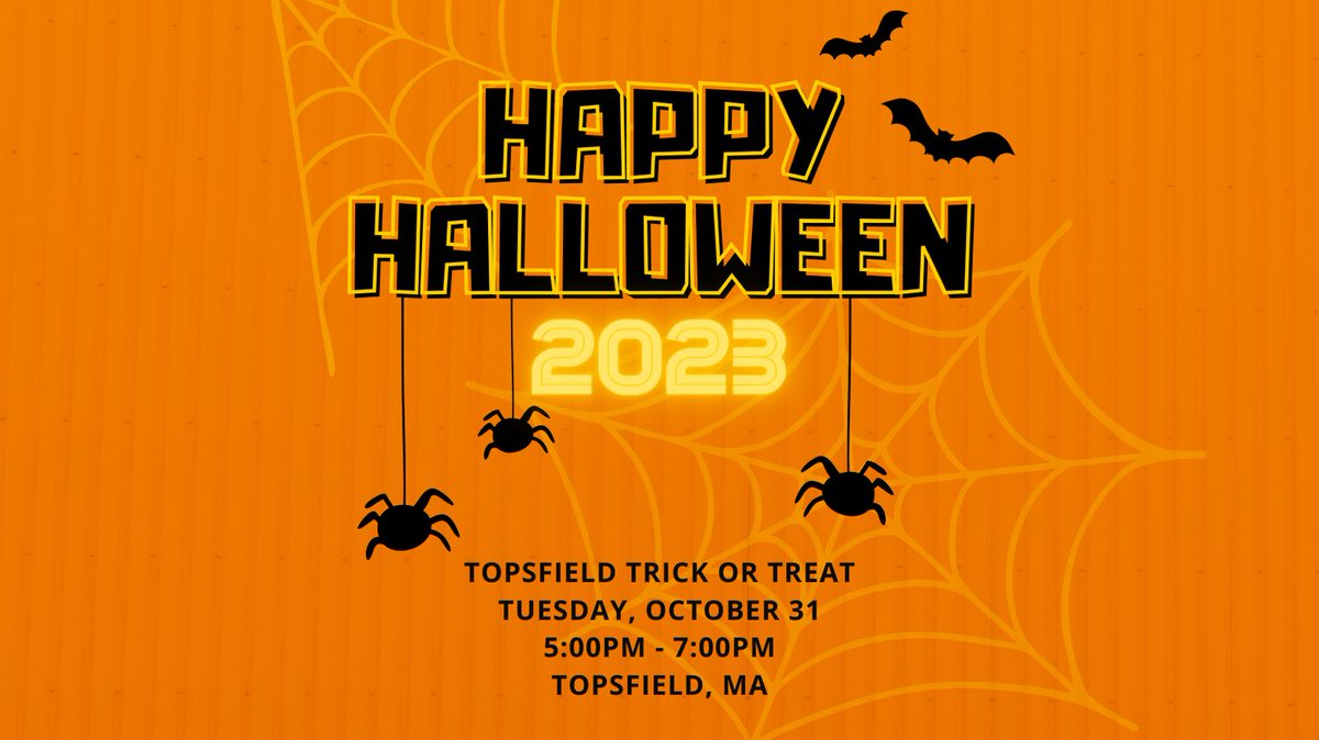 townoftopsfield's tweet photo. Topsfield's town-wide Trick or Treat is Tuesday, October 31st from 5:00pm to 7:00pm.
#townoftopsfield #topsfieldma #halloween #trickortreat https://t.co/chdGkhlqV5