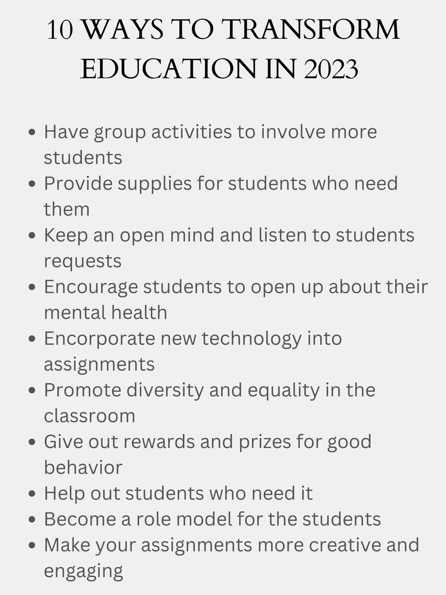 trehmon's tweet photo. 10 Ways To Transform Education in 2023! #GoalsProject #WebTS23 https://t.co/OicYPEGVzk