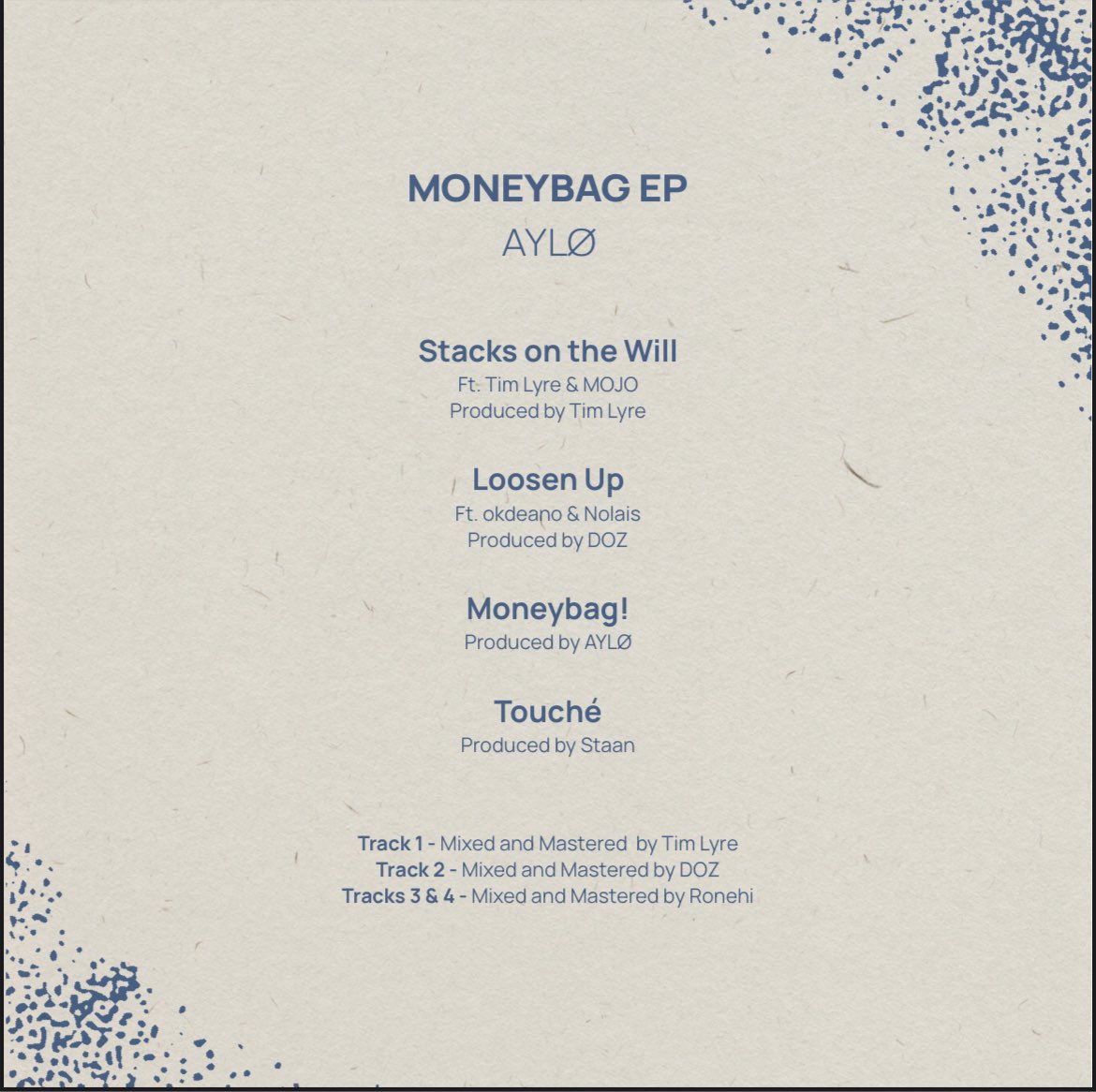 staan_'s tweet photo. : It was a Pleasure being a part of this project 💎

‘MONEYBAG’ EP by @aylodotsol 

Out now Everywhere: https://t.co/sJ3QkheWxI

Production on track 4 💿 https://t.co/UJDLBunS8F