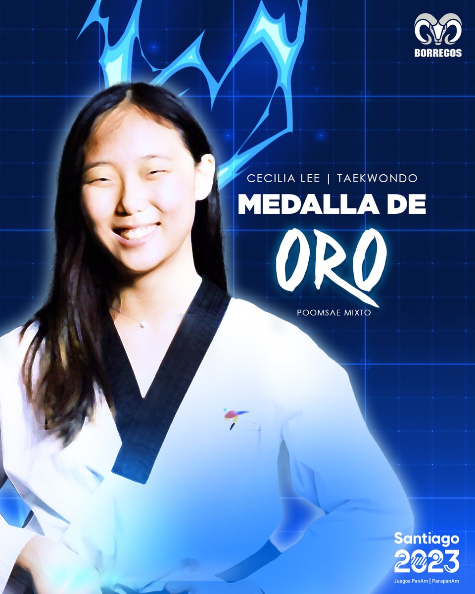 borregostec's tweet image. MEDALLA DE ORO 🏆 🥇 

Cecilia Lee consigue la presea de ORO 🎖️ en los juegos Panamericanos 2023 🇨🇱 ahora en Poomsae Mixto.

Gracias por poner el nombre del @TecdeMonterrey en lo más alto. ¡Felicidades!

#OrgulloBorrego #BorregosEnSantiago
