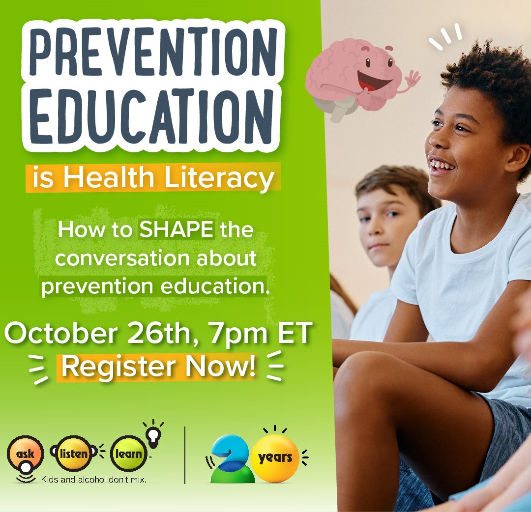REMINDER: Join us on October 26th for a special webinar: Prevention Education is Health Literacy with @AskListenLearn Learn how prevention education intersects with health and wellness, and introduce free resources that are available to you Register Now: us02web.zoom.us/webinar/regist…
